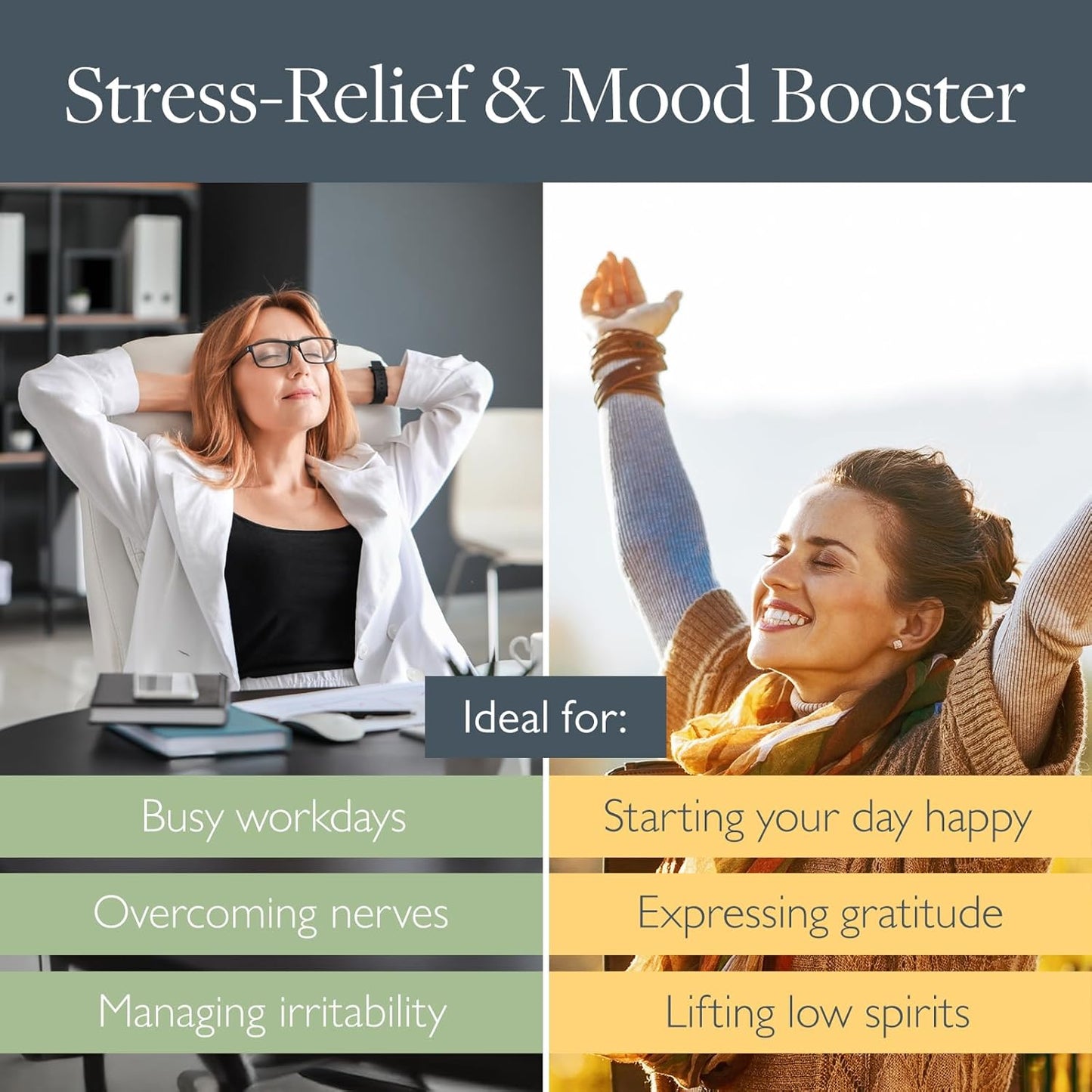 Scentered Aromatherapy Balm Stick Duo for Stress Relief & Positivity - Roll On Essential Oil Blends of Grapefruit, Lemon, Chamomile - Aromatherapy Gifts for Women - De-Stress & Happy