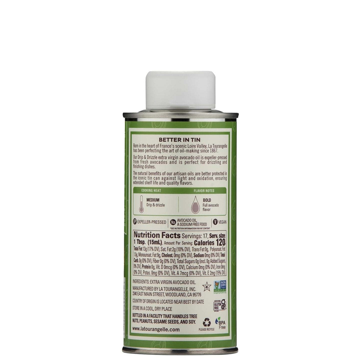 La Tourangelle, Extra Virgin Avocado Oil, Full Flavor from Premium Avocados, Medium Heat, 8.45 Fl Oz