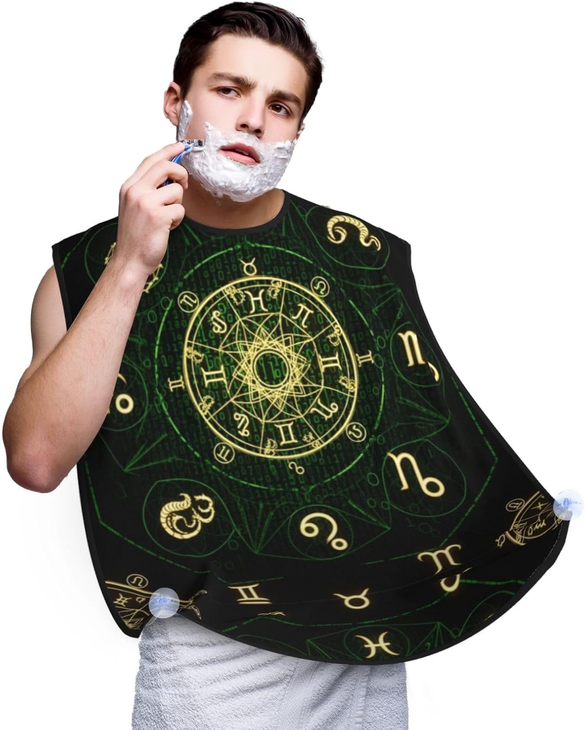 Men's Beard Maintenance Apron, Waterproof & Easy Clean, Sacred Geometric Zodiac Symbol Magic Occult