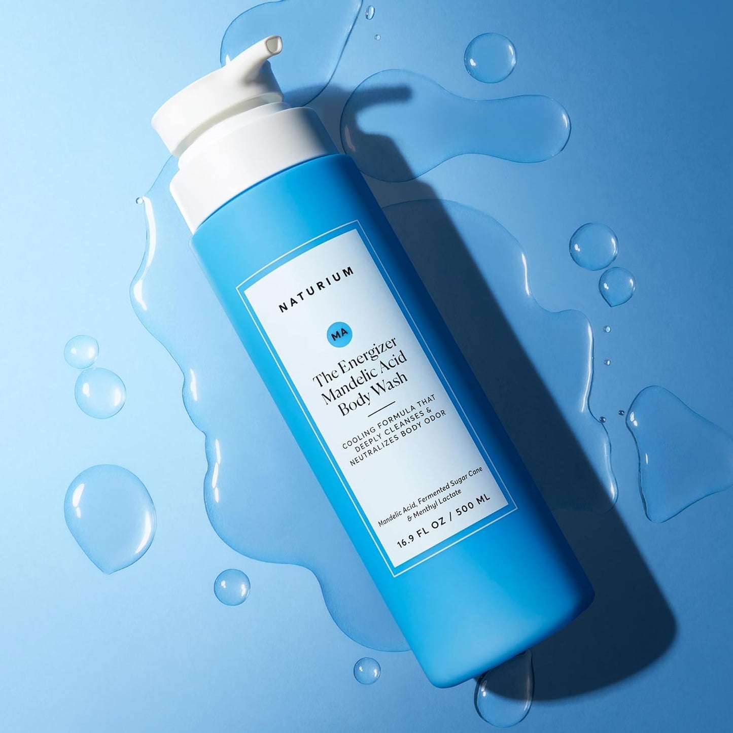 Naturium The Energizer Body Wash, Cooling & Refreshing Formula with Mandelic Acid, Deeply Cleanses & Neutralizes Body Odor, 16.9 oz