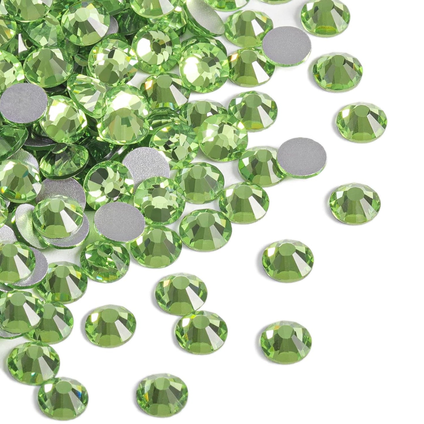 Beadsland 2880pcs Flat Back Crystal Rhinestones Round Gems for Nail Art and Craft Glue Fix,Light Green,SS4,1.5-1.7mm