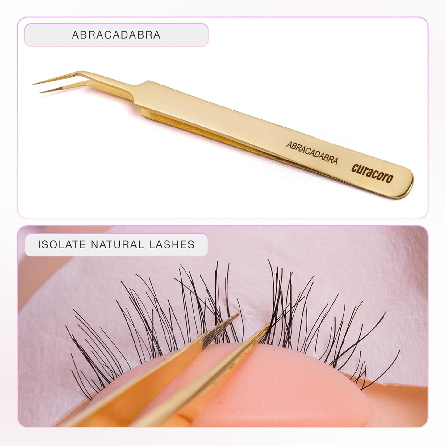 Curacoro Lash Tweezer - Professional & Precision Fiber Tip Grip Lash Tweezers for Eyelash Extensions, Multi Shapes & Purposes Tweezers for Volume, Isolation & Classic Lashes (Silver, Abracadabra)