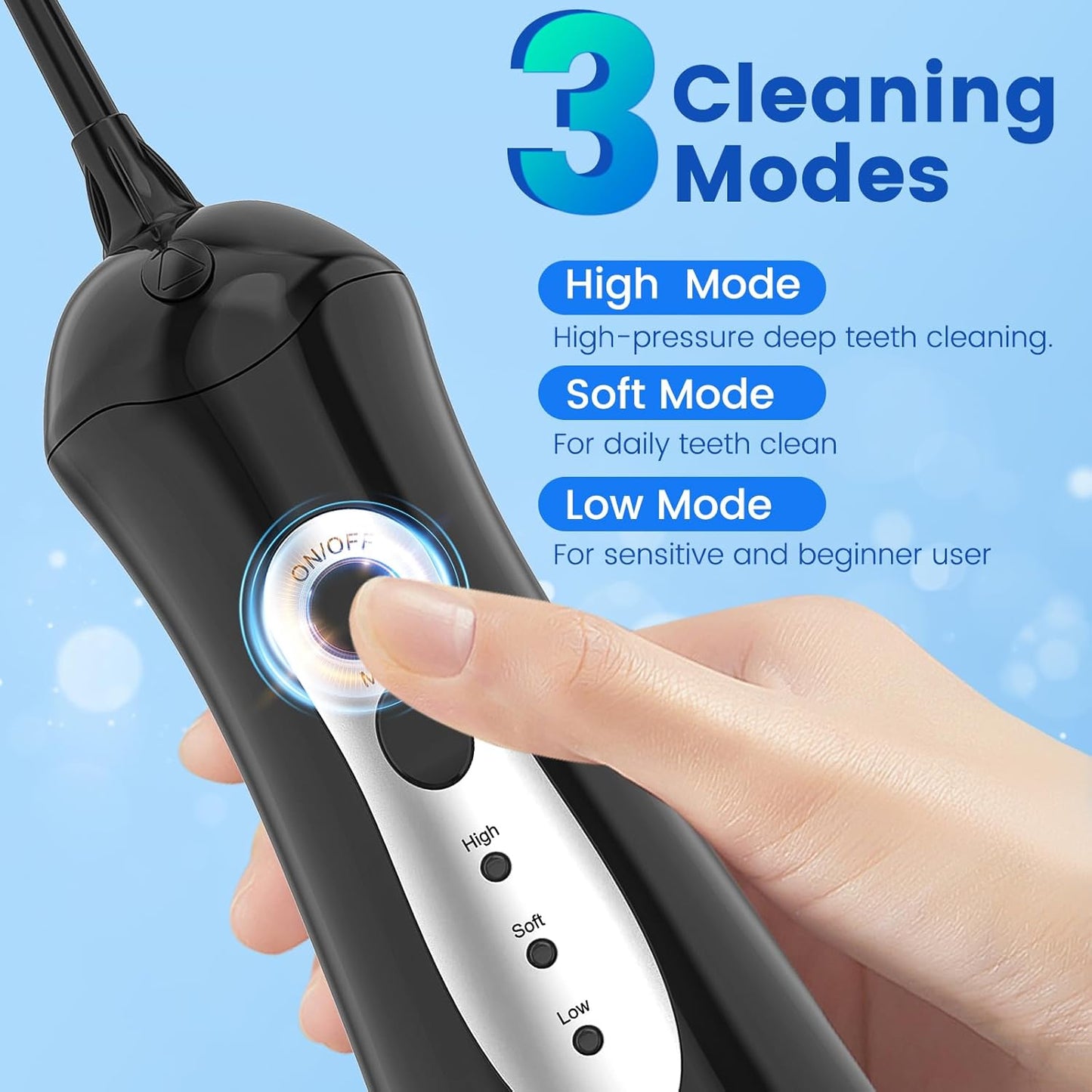 Water Flosser for Teeth, Portable Oral Irrigator Rechargeable Water Dental Flosser Pick with High Pressure 5 Jet Tips, IPX7 Travel Water Flossing for Brace Teeth Cleaner Gum Care