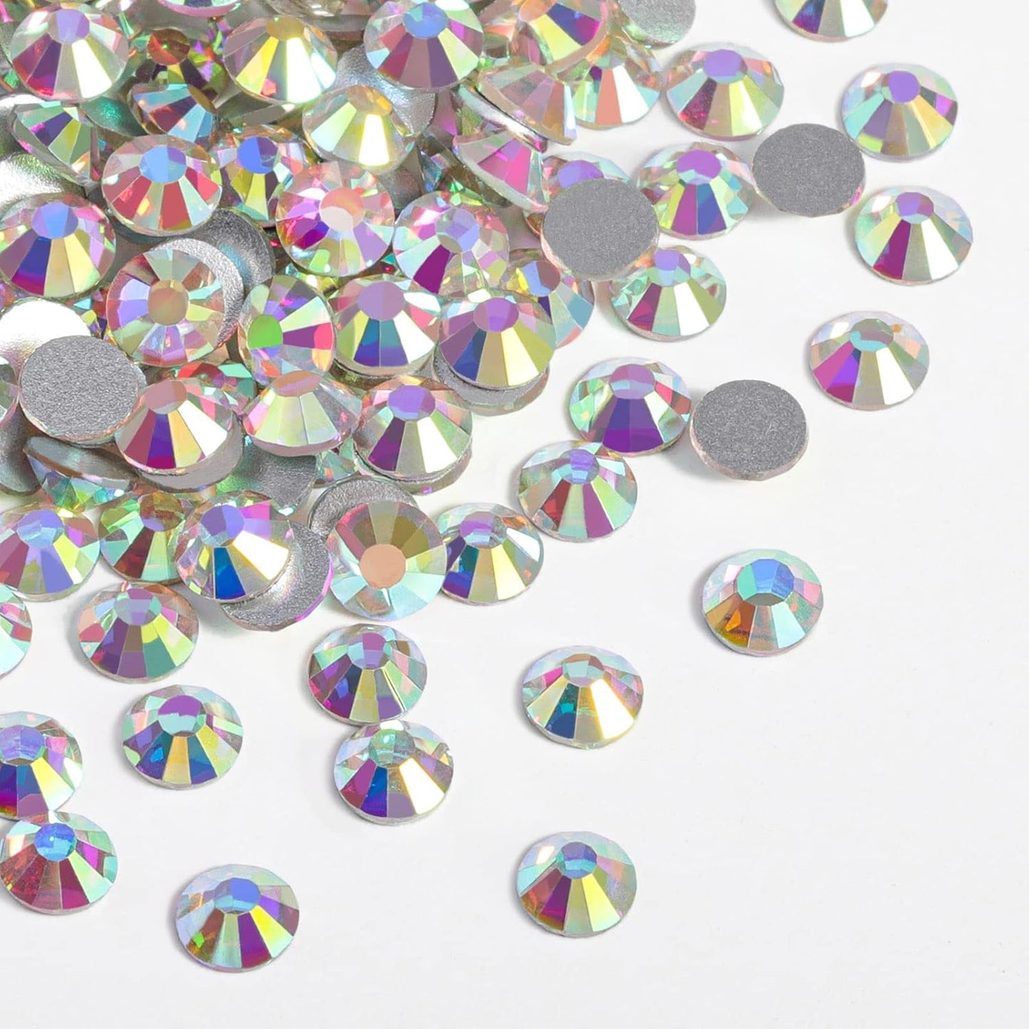 beadsland Flat Back Crystal Rhinestones Round Gems for Nail Art and Craft Glue Fix, CrystalAB (3.9-4.0mm) SS16/1440pcs