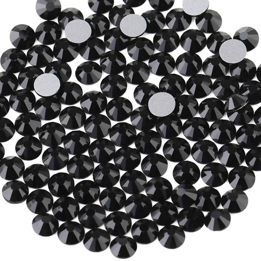 beadsland 1440 Piece Flat Back Crystal Rhinestones Round Gems,1.3mm-6.5mm, Black(SS16(3.8-4.0mm))