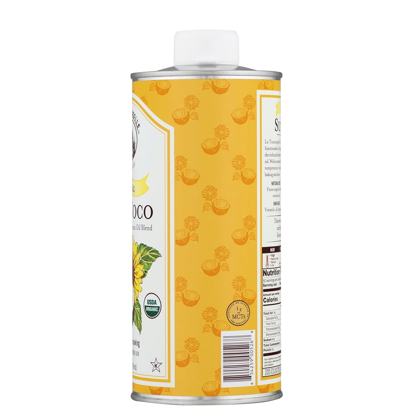 La Tourangelle, Organic Sun Coco Oil, Unique Blend of Organic High-Oleic Sunflower Oil and Organic Refined Coconut Oil, Heat Heat Cooking and DIY Beauty, 25.4 fl oz