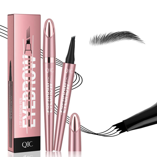 Eyebrow Pencils for Women - Microblading Eyebrow Pencil with Precise 4-Fork-Tip Waterproof Eyebrow Pen Smudge-Proof Eye Brow Pencils Create Natural Hair-Like Brows, Last All-Day, Black
