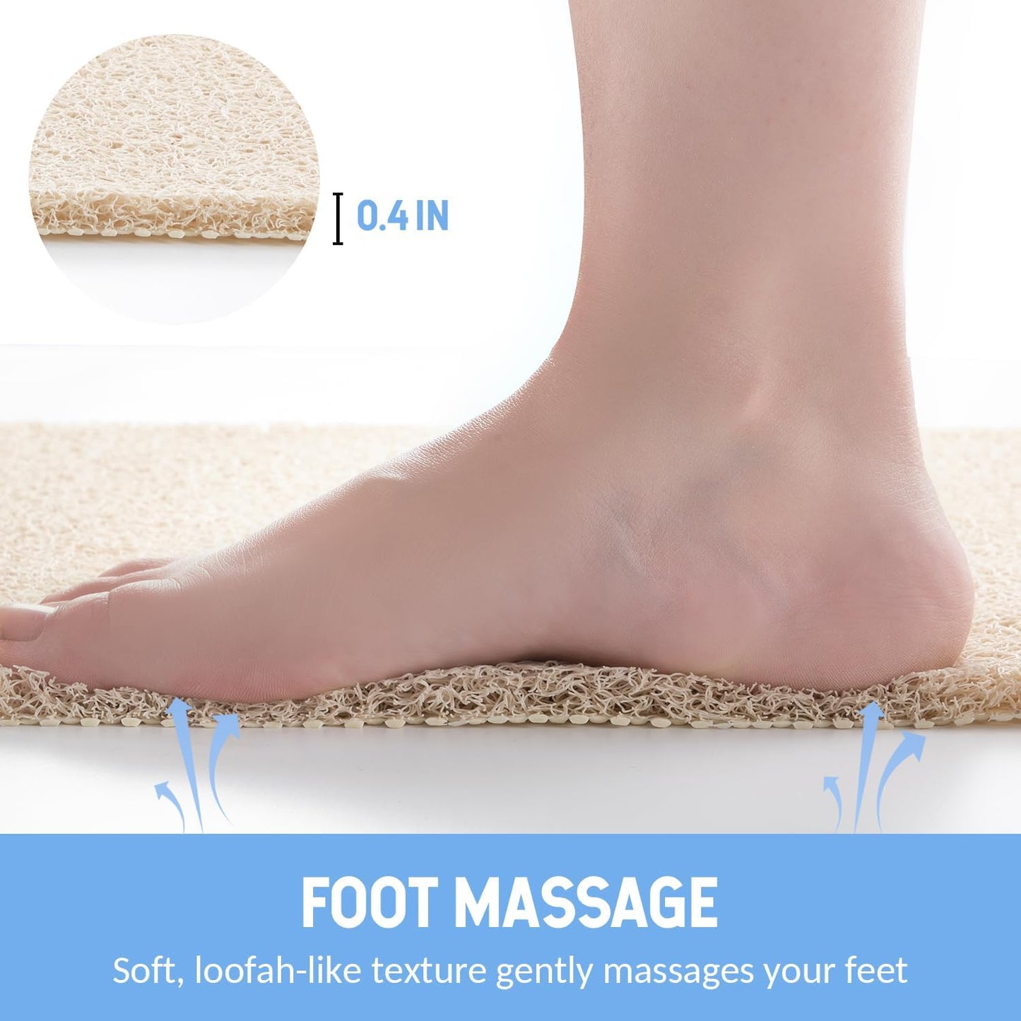 Non Slip Shower Mat, Anti Slip Bath Mat, Quick Drying Bath Tub Mats, Foot Scrubber Mat, Anti Slip Mat for Tub, Floor, Bathroom, Home, Kitchen, Hotel (Beige 24”x24”)