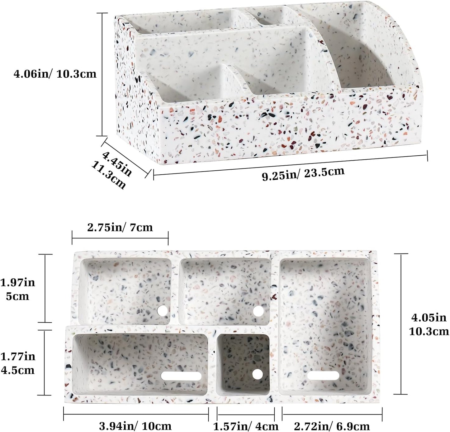 Luxspire Bathroom Counter Organizer, Toothbrush Holder for Bathroom 5 Slot, Large Bathroom Countertop Organizer Storage Bathroom Accessories for Toothbrush Toothpaste, Terrazzo