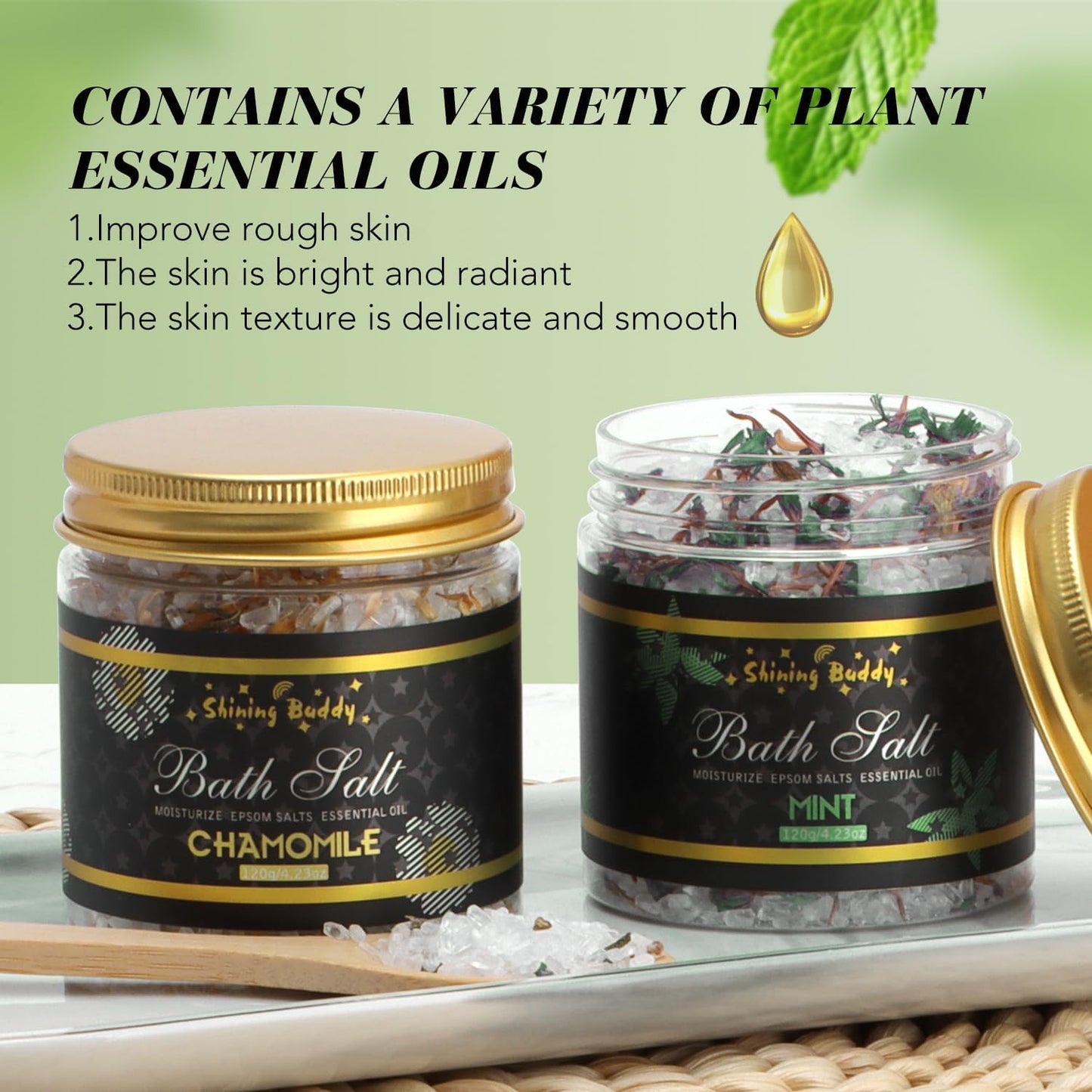 Epsom Bath Salts for Soaking Lavender, Eucalyptus & Rose Bath Salts for Women Relaxing,6pc Self Care Gift Set with Chamomile & Mint Spa Grade Muscle Relief,Natural Essential Oils,Sensitive Skin Safe