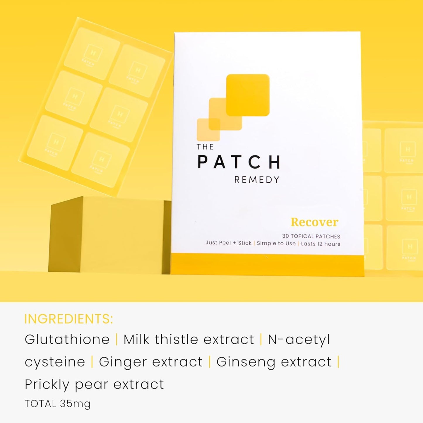 Recover Patch | Glutathione, Milk Thistle, NAC, Ginger, Ginseng & Prickly Pear | 30 Patches