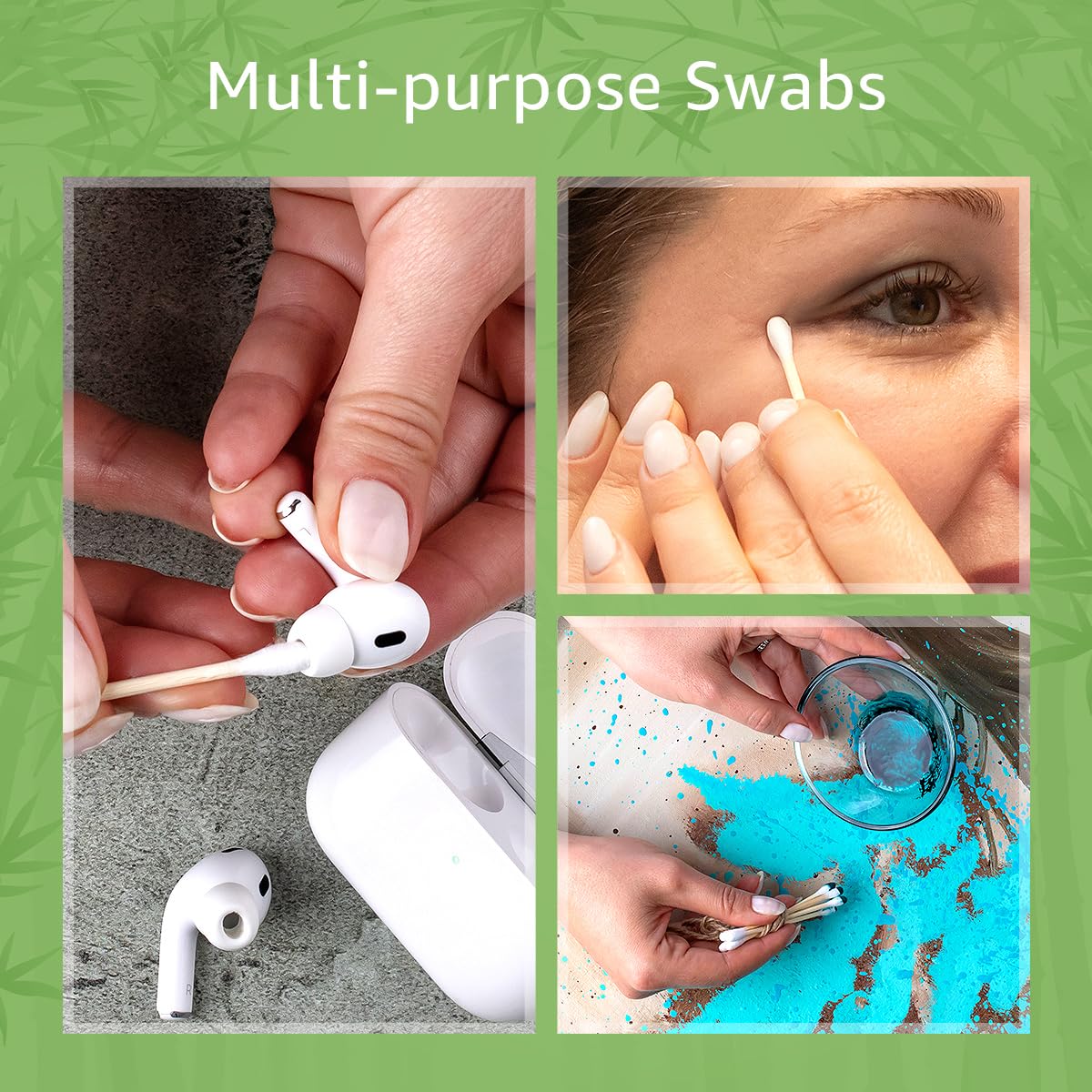 100% Bamboo Cotton Ear Swabs (200-Pack) | Double Tipped Ear Cotton Buds for Beauty & Personal Care | FSC Certified & Hypoallergenic | Suitable for All Ages & Pets | Biodegradable & Disposable