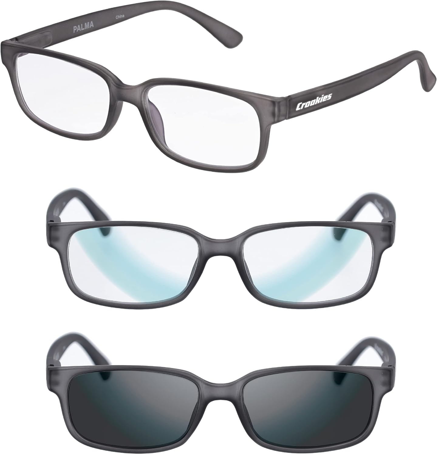 Croakies Palma Photochromic Progressive Eyewear | UV400 Sunglass for Outdoor | Bluelight Eyeglass for HEV Devices | Bundle