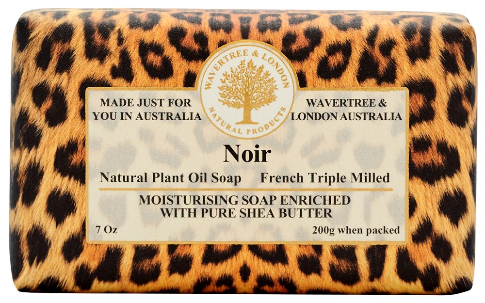 Wavertree & London Noir Scented Natural Soap Bar, 7oz Moisturizing French Triple Milled Soap Bar for Women & Men