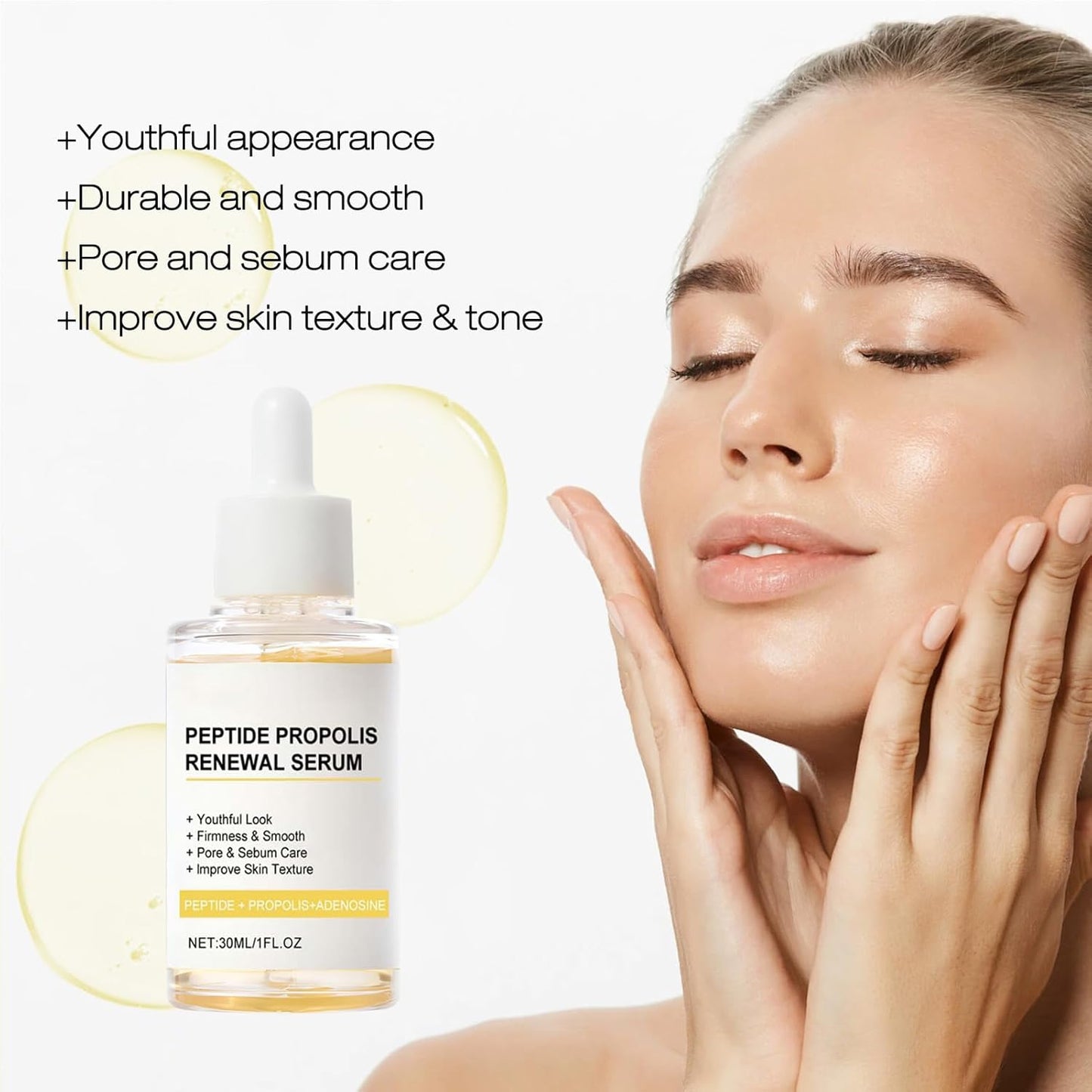 Korean Peptide Propolis Renewal Serum, Hydration & Wrinkle Renewal Serum, Anti-Aging Face Essence with Peptide Propolis Complex, for All Skin Types (Y)