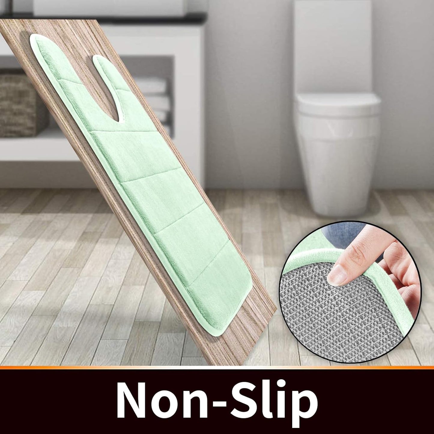 Yimobra Memory Foam Toilet Bath Mat U-Shaped, 24 X 20 Inches,Soft and Comfortable, Super Water Absorption, Non-Slip, Machine Wash and Easier to Dry for Bathroom Commode Contour Rug, Pale Green