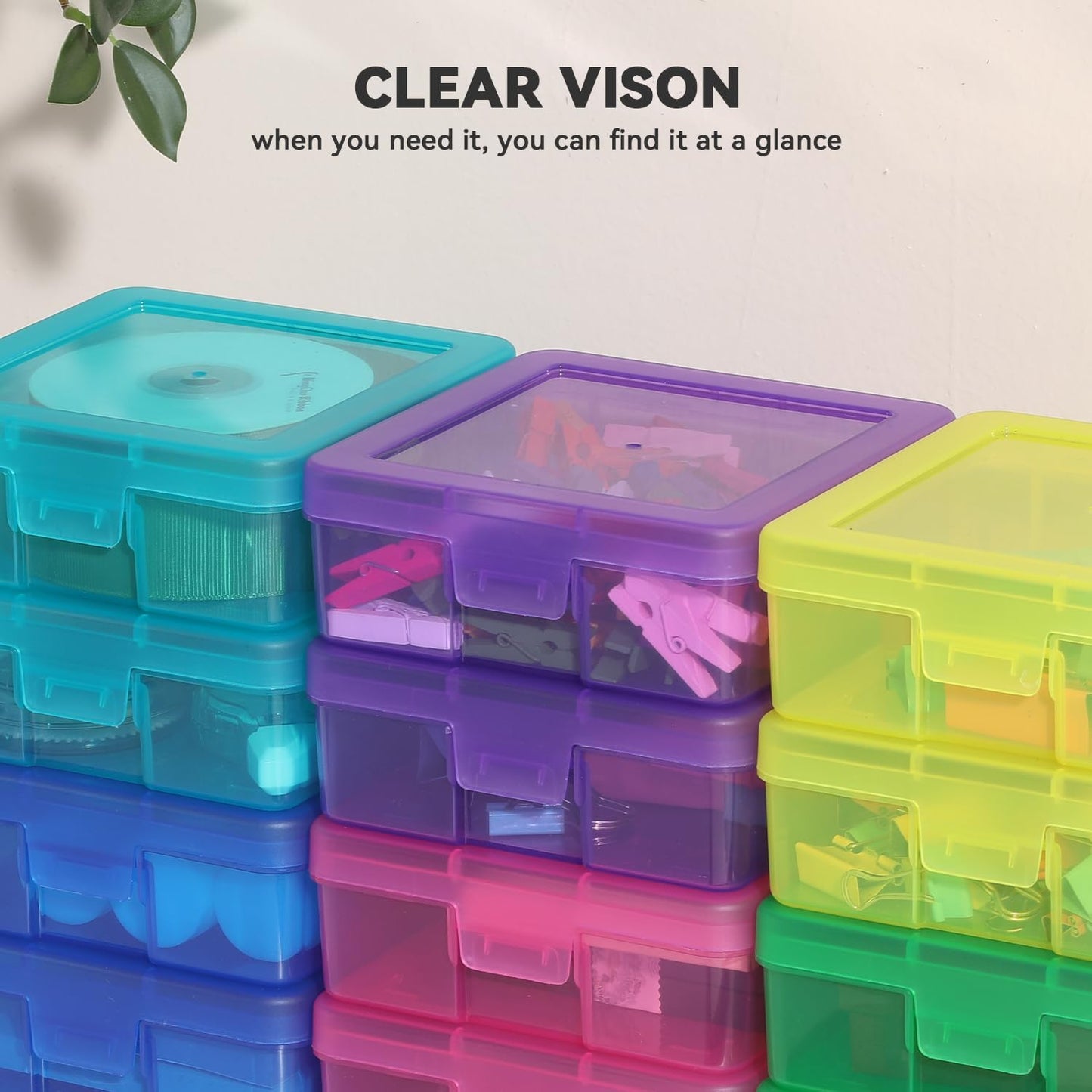 18 Pack Small Plastic Storage Containers Color Arts & Crafts Storage Boxes & Organizers Stackable Small Containers With Lids For Organizin (Set 2)