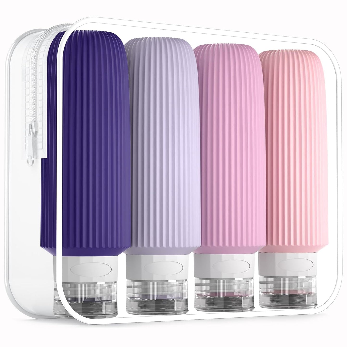 Travel Bottles for Toiletries, Large 6oz Travel Size Containers, BPA Free Leak Proof Tubs Refillable Liquid Accessories with Toiletry Bag for Cometic Shampoo and Lotion Soap (4 Pack)