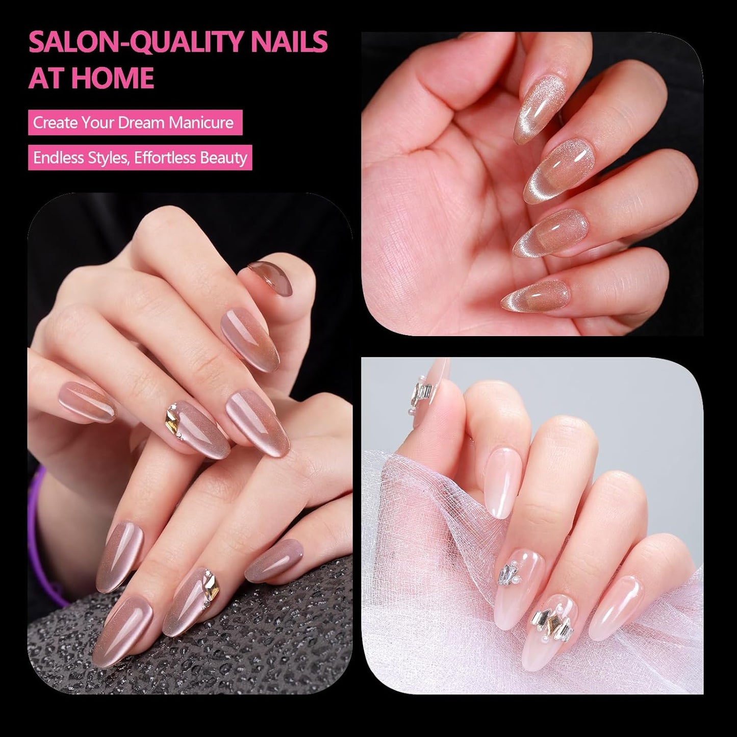 Medium Almond Nail Tips 500PCS, Clear Acrylic Full Cover Gel Press on Nail Tips for DIY, 10 Sizes Pre-Shaped False Nails with Half Matte Finish, Professional Manicure Kit & Easy Application
