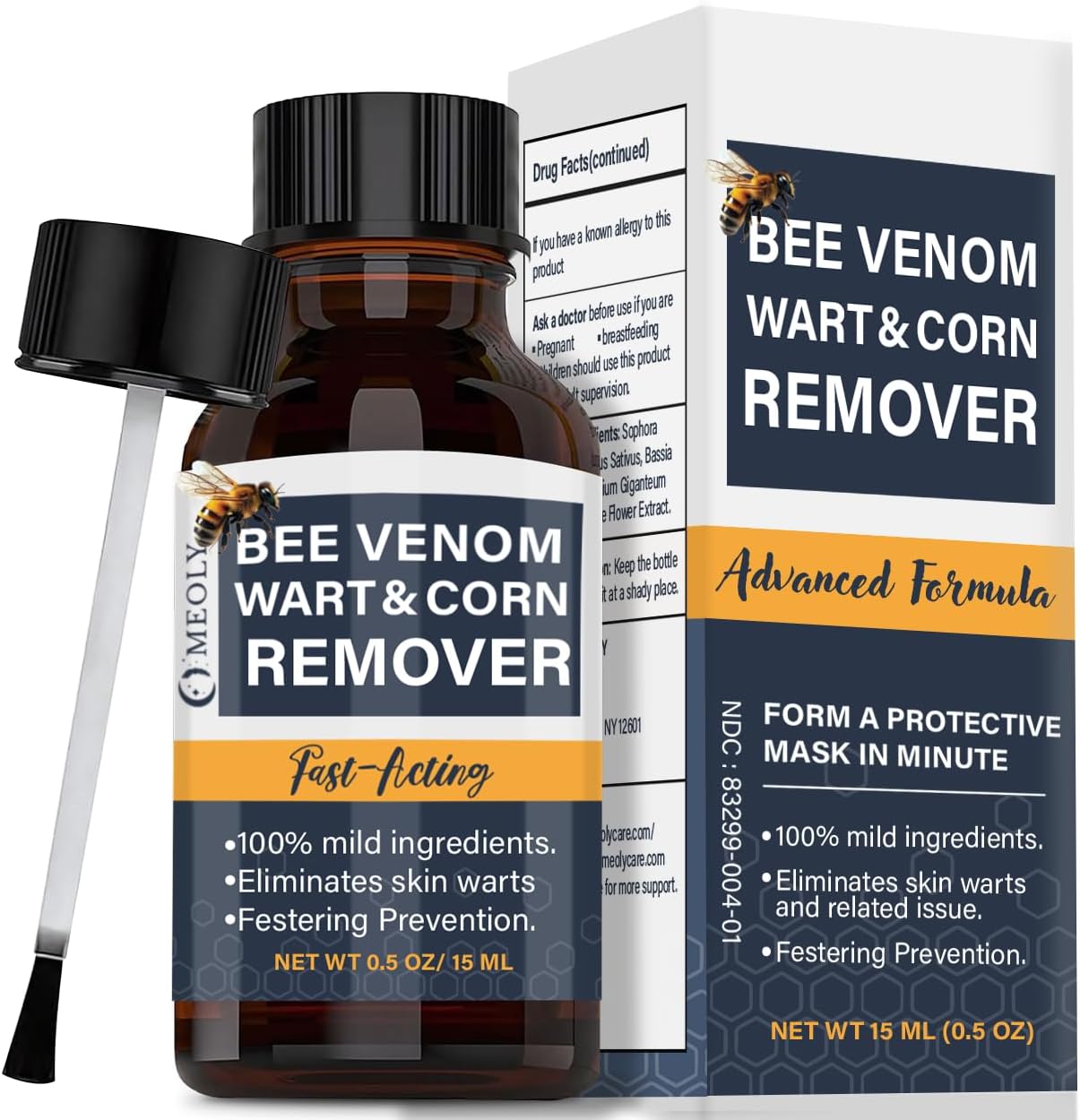 Bee Venom Skin Wart Remover: Fast-Acting 20% salicylic Acid Skin Wart Remover for Plantar Wart, Genital Wart