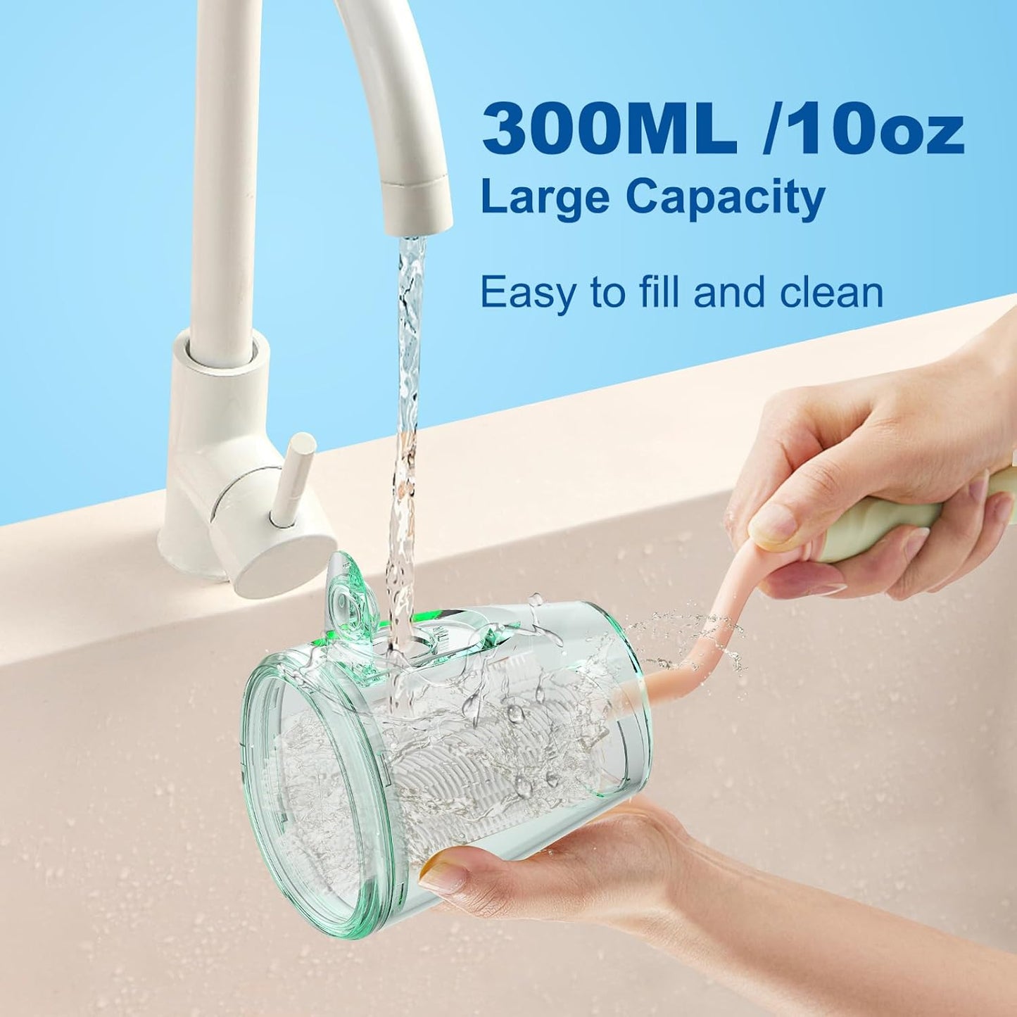 Water Flosser for Teeth, 300ML Cordless Oral Irrigator Rechargeable Dental Flosser Picks with 5 Modes 5 Jet Tips,IPX7 Waterproof Teeth Cleaner for Braces Gum Care, Home Travel Use