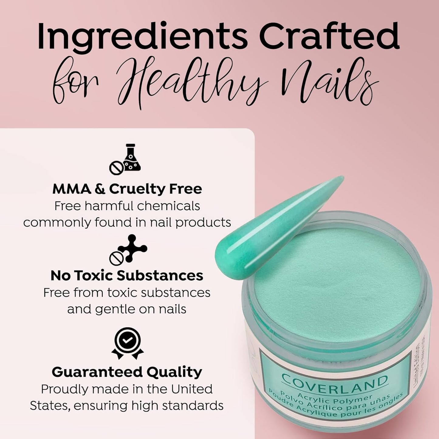 Tones Coverland Acrylic Nail Powder "Found Paradise" - Limited Edition Acrylic Powder for Nail Design, Sculpting, and Masking Nail Bed Imperfections - Professional Acrylic Nail Supplies - (1.5 Oz)