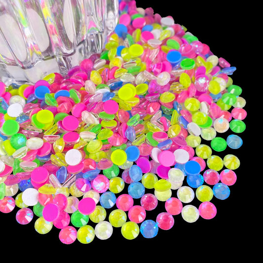 Flatback Glass Rhinestones,Bedazzler Gems 1440pcs Non Hotfix Crystal Rhinestones for Nail Charms Crafts Clothes Tumblers,Mixed AB Neon,SS16