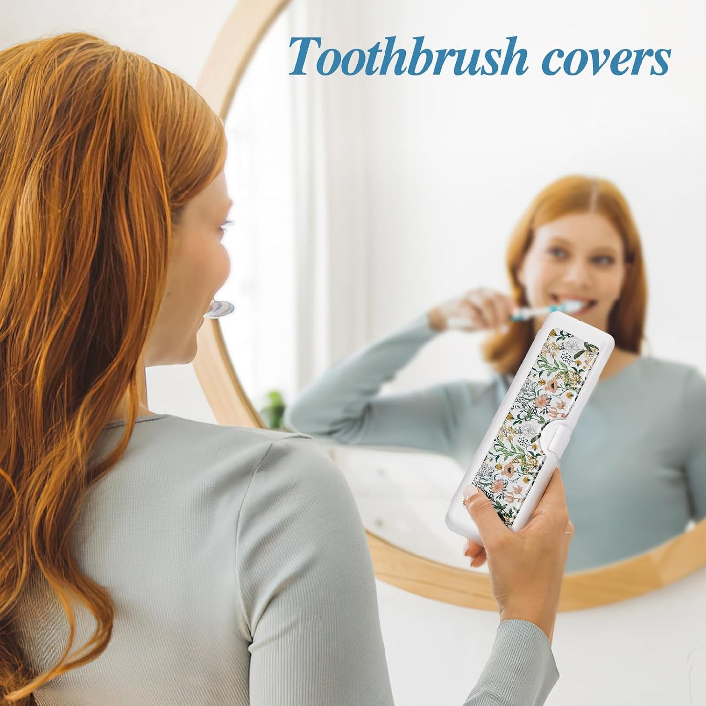 Toothbrush Travel Case - Colorful Pattern, Holder and Covers for Toothbrushes, Includes Tongue Scraper Case