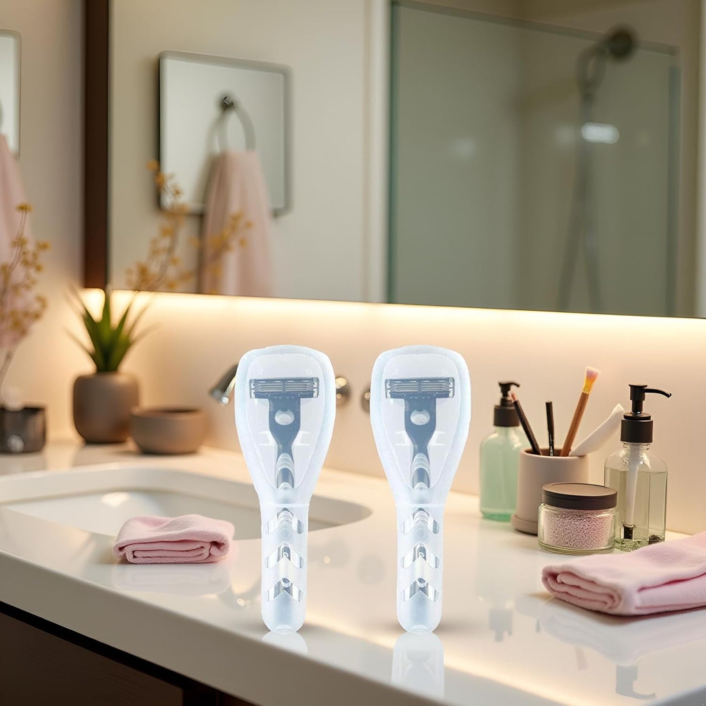 2Pcs Transparent Portable Travel Men Manual Razor Protector Plastic Box Cover Container Storage Shaver Holder Protector Case Organizer,Electric Shavers, Men's Electric Shaver Accessories