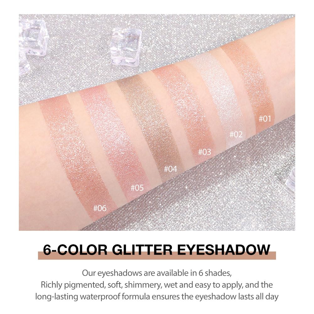 Glitter Shimmer Sparkle Eye Shadow Palette Makeup for Women, Shimmer Rose Gold Pink Glitter Metallic Holographic Iridescent Cream Iridescent Single Monochrome Eyeshadow Makeup
