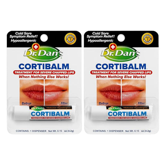 Dr. Dan's Cortibalm- 2 Pack- for Severe Chapped Lips and Cold Sore Relief