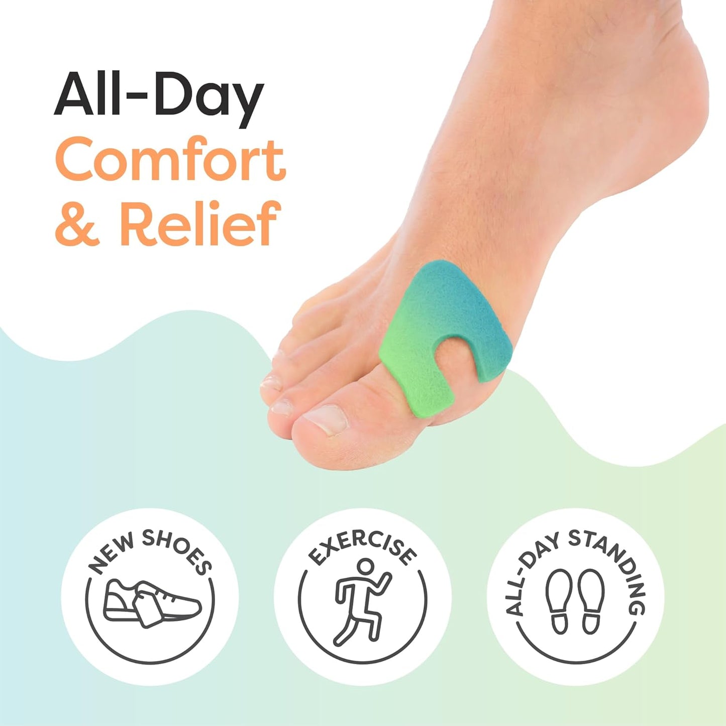 ZenToes Callus Pads | U-Shaped Design Moleskin Blister Pads | Self-Stick Adhesive Felt All Day Comfort Cushions for Calluses and Corns | Reduce Pressure and Friction | 18 Count (ZenRainbow)