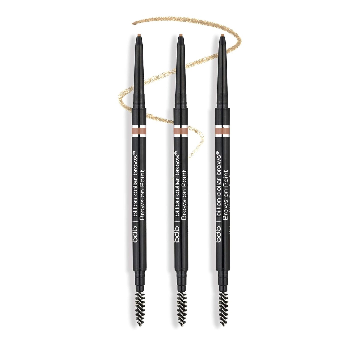 bdb Brows on Point Micro Brow Pencil - Precision Tip & Spoolie, Waterproof, Define, Shape & Fill Brows, Blonde, 3-Pack