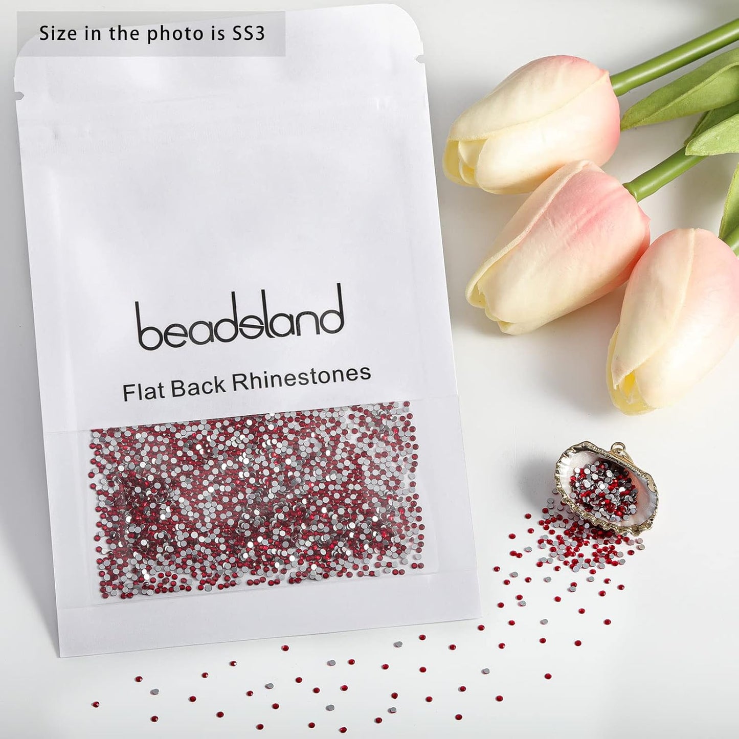 Beadsland 1440 Pieces Flat Back Crystal Rhinestones Round Gems,Siam,SS3,1.2-1.4mm