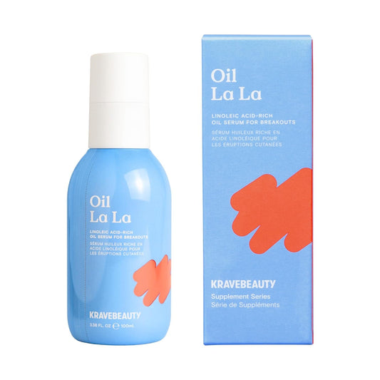 KraveBeauty Jumbo Oil La La, Linoleic Acid-Rich Oil Serum For Breakouts & Clogged Pores, Contains Non-Comedogenic Oils, Improves Dark Spots & Scars, Vegan & Cruelty Free, 3.38 fl oz