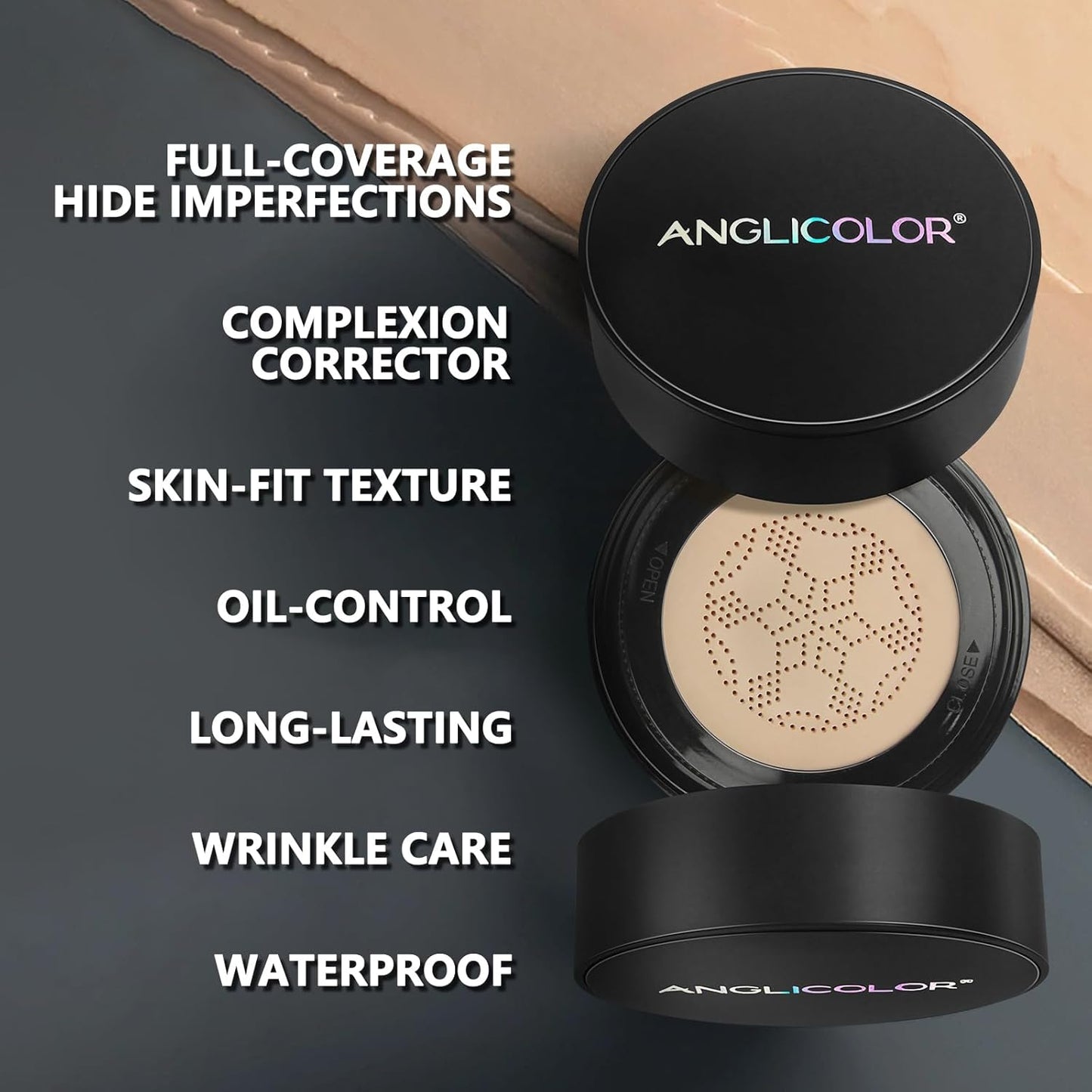 Mushroom Head Air Cushion CC Cream Full Coverage,Face Makeup Cushion Foundation Long Lasting,BB Cream Even Skin Tone for Oily & Combination Types (#04 Buff Beige)