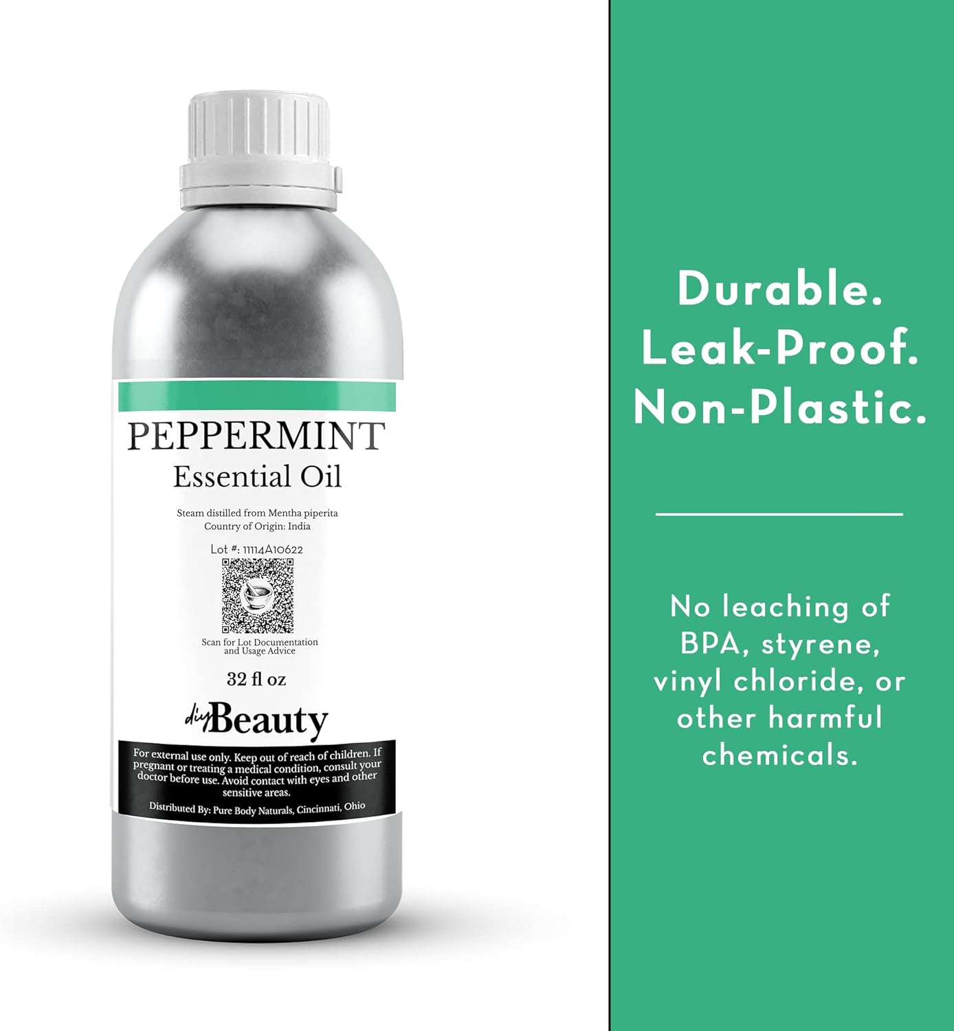 Bulk Peppermint Essential Oil - Large Size 16 fl oz Bottle - 100% Pure and Undiluted Therapeutic Grade Mentha Piperita - Concentrated Extract