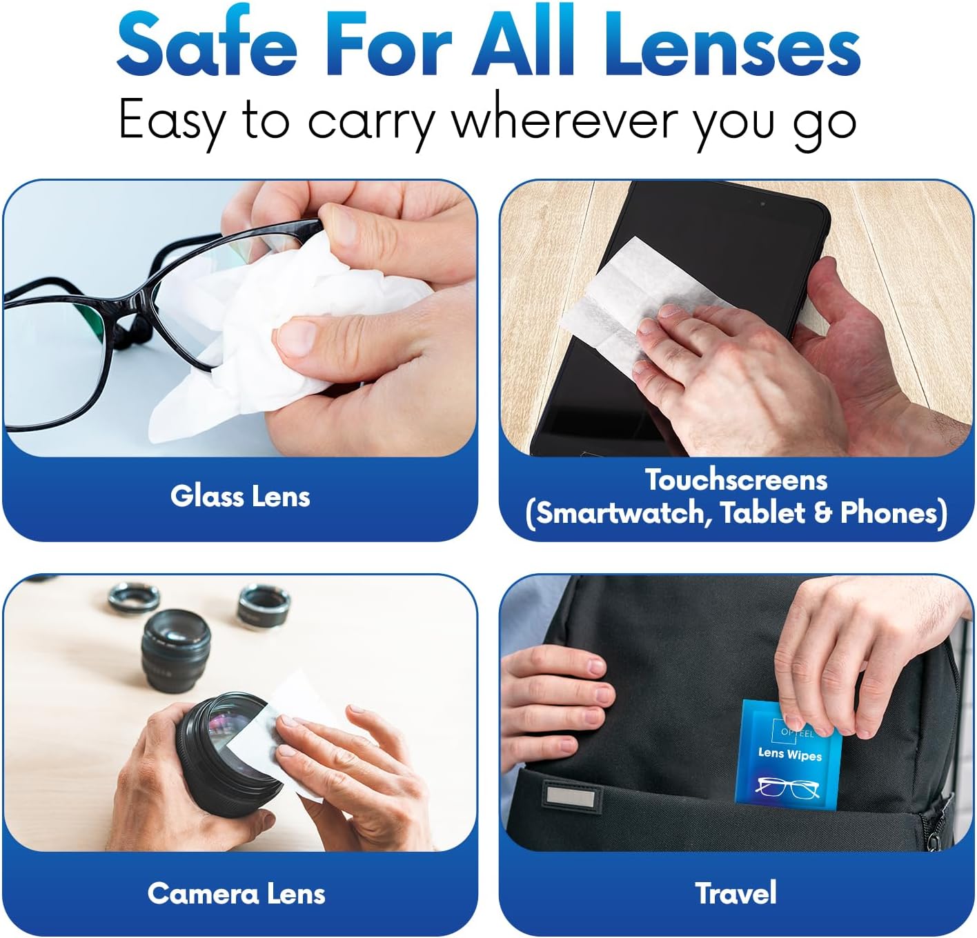 Screen Cleaner Wipes – Quick Dry, Streak-Free Screen Wipes for Electronics, Phones, Computers, Cameras, and All Lenses, Soft & Gentle, 300ct, Pre-Moistened & Individually Wrapped