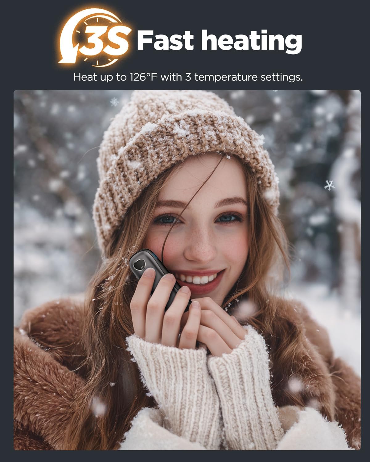 EasyAcc® Pocket Size Hand Warmers Rechargeable, Golf Hunting Hand Warmers, Real 16 Hrs Warmth, Heat Up to 131℉, UL Certified, Gloves Fitting, Golf Raynauds Skiing Essentials, Gifts Women Men