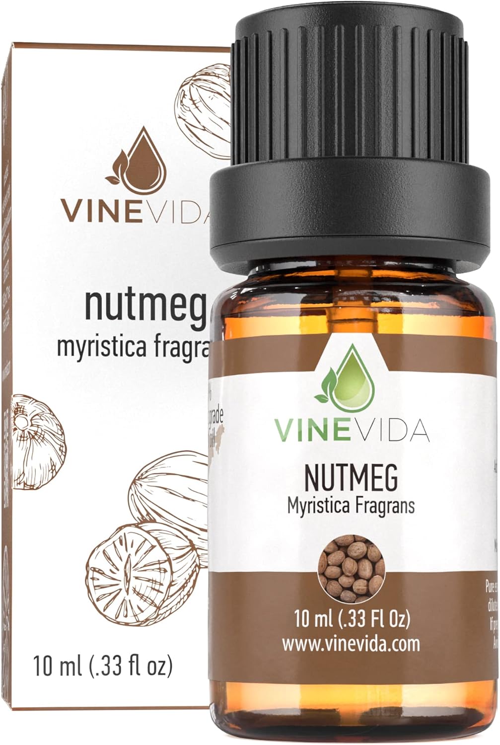 VINEVIDA Nutmeg Essential Oil 10 mL - Undiluted Candle Scent DIY Scents for Candlemaking Soap Making Safe Skin,4OZV-OBP-NUT-MEG-10ML