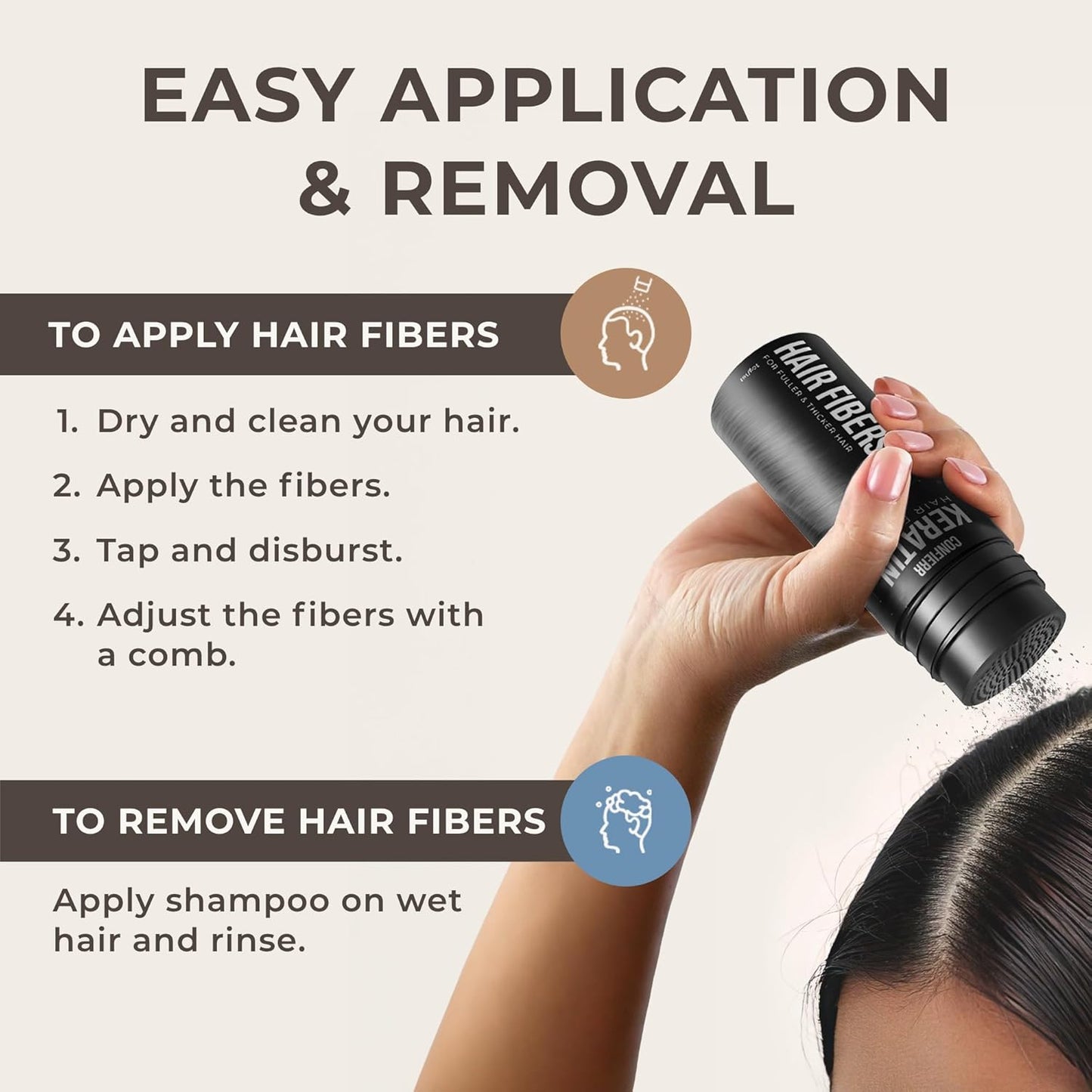 Keratin Hair Fibers for Men & Women - Fill In Fine or Thinning Hair, Instantly Thicker, Fuller Looking Hair (Dark Brown 30g)