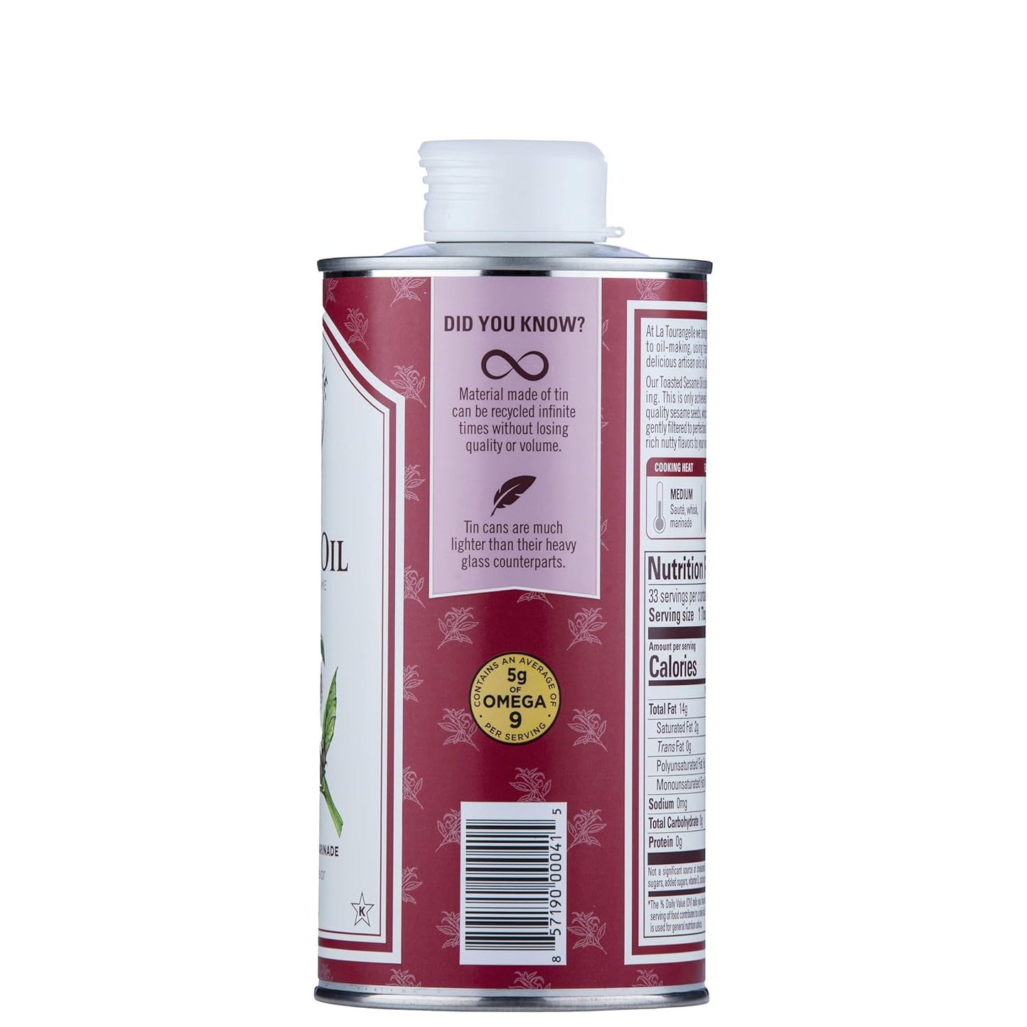 La Tourangelle, Toasted Sesame Oil, Great for Cooking, Add to Noodles, Stir-Fry, Vegetables, Vinaigrettes, and Marinades, 16.9 Fl Oz