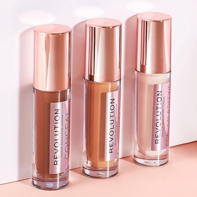 Makeup Revolution Conceal & Define Concealer, Full Coverage Makeup Concealer, Matte Finish & Long Wear, For Fair Skin Tones, Vegan, C5, 4ml