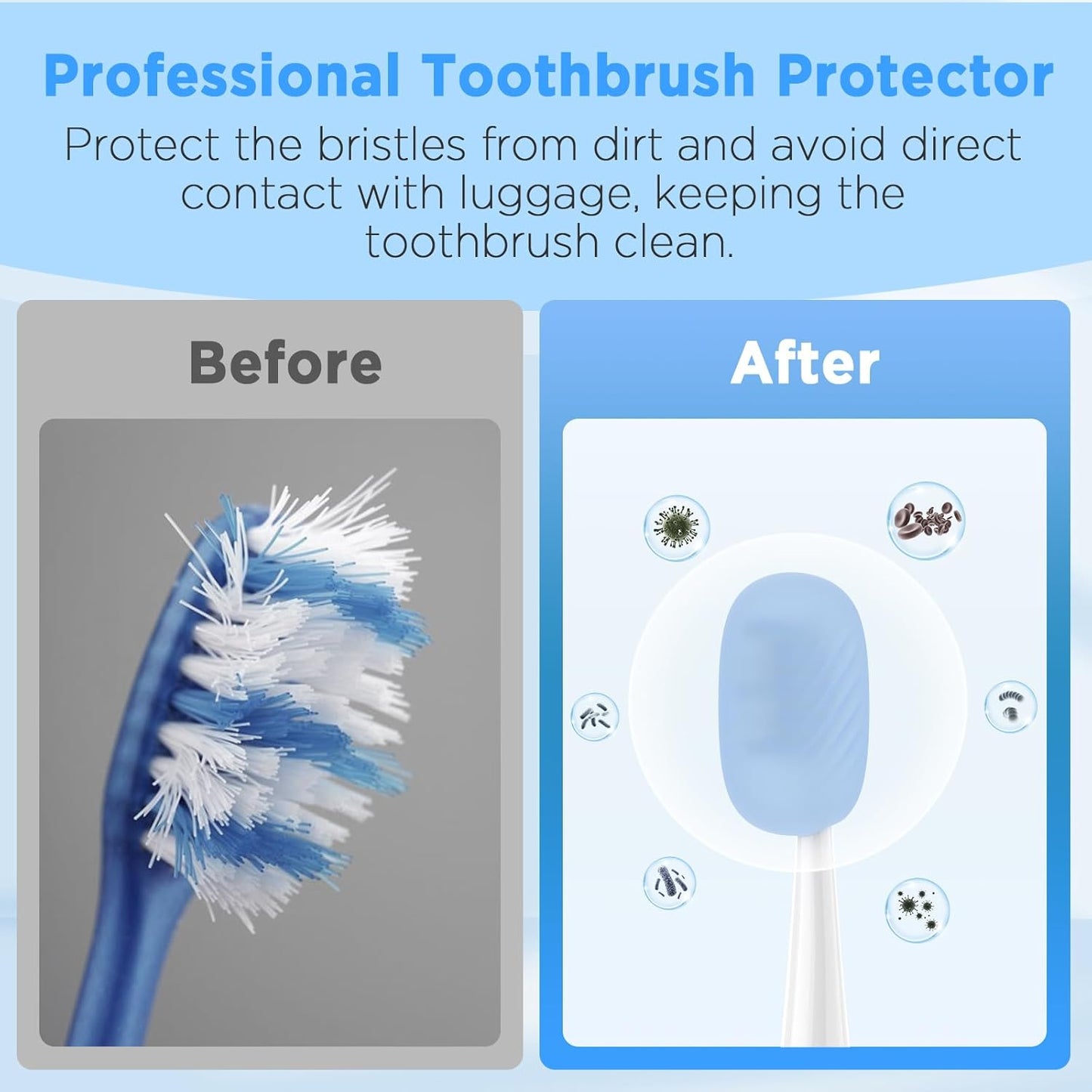 Toothbrush Covers Caps 6 Pack, Silicone Toothbrush Head Protector Replacement for Household Travel, Fits Most Manual and Electric Toothbrushes (Clear, Blue, Pink, Rose Pink, Green, Purple)