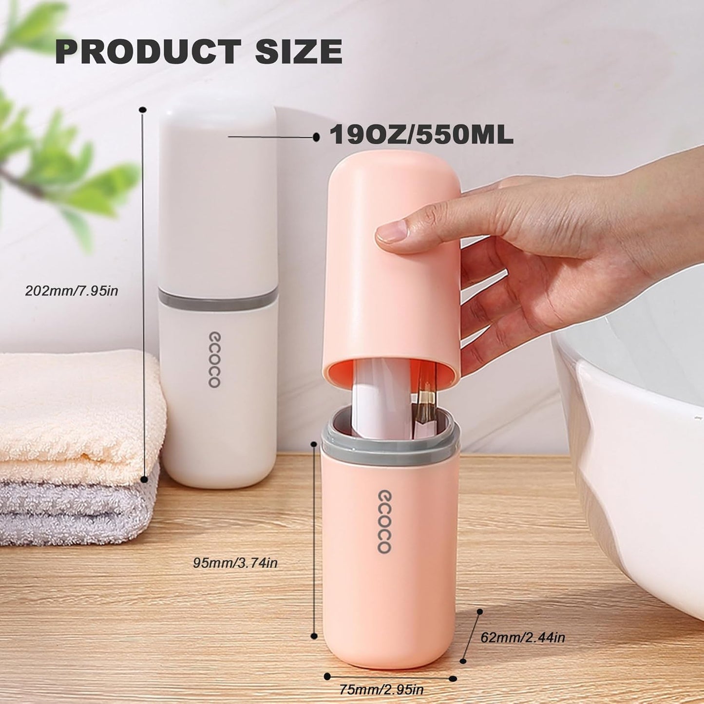 2PCS Toothbrush Travel Case,Multi-Function Portable Toothbrush Cover,Dustproof Toothbrush Holder,Suitable for Business Camping Travel or Daily Use(Pink+Blue)