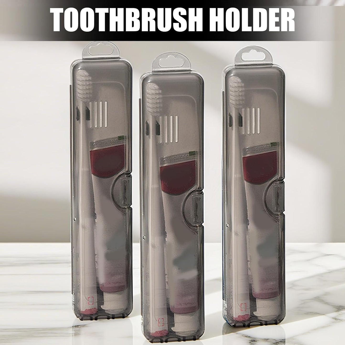 4Pcs Toothbrush Travel Case, Plastic Portable Tooth brush Holder for Traveling, Bathroom, Camping