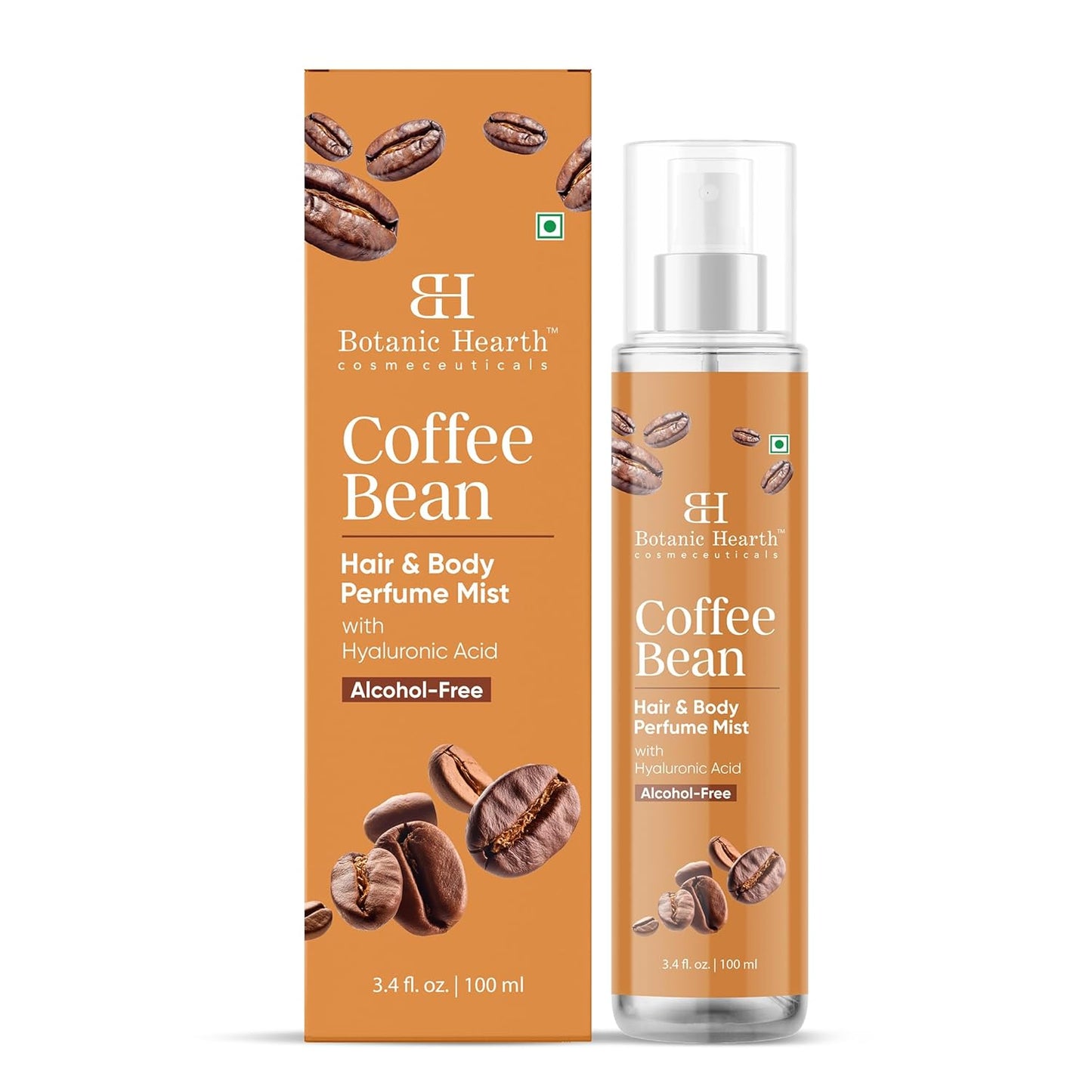 Botanic Hearth Coffee Bean Hair & Body Perfume Mist with Hyaluronic Acid – Alcohol-Free Body Spray for Long Lasting Fragrance & Hydration – Refreshing Coffee Scent, 3.4 fl oz / 100 ml