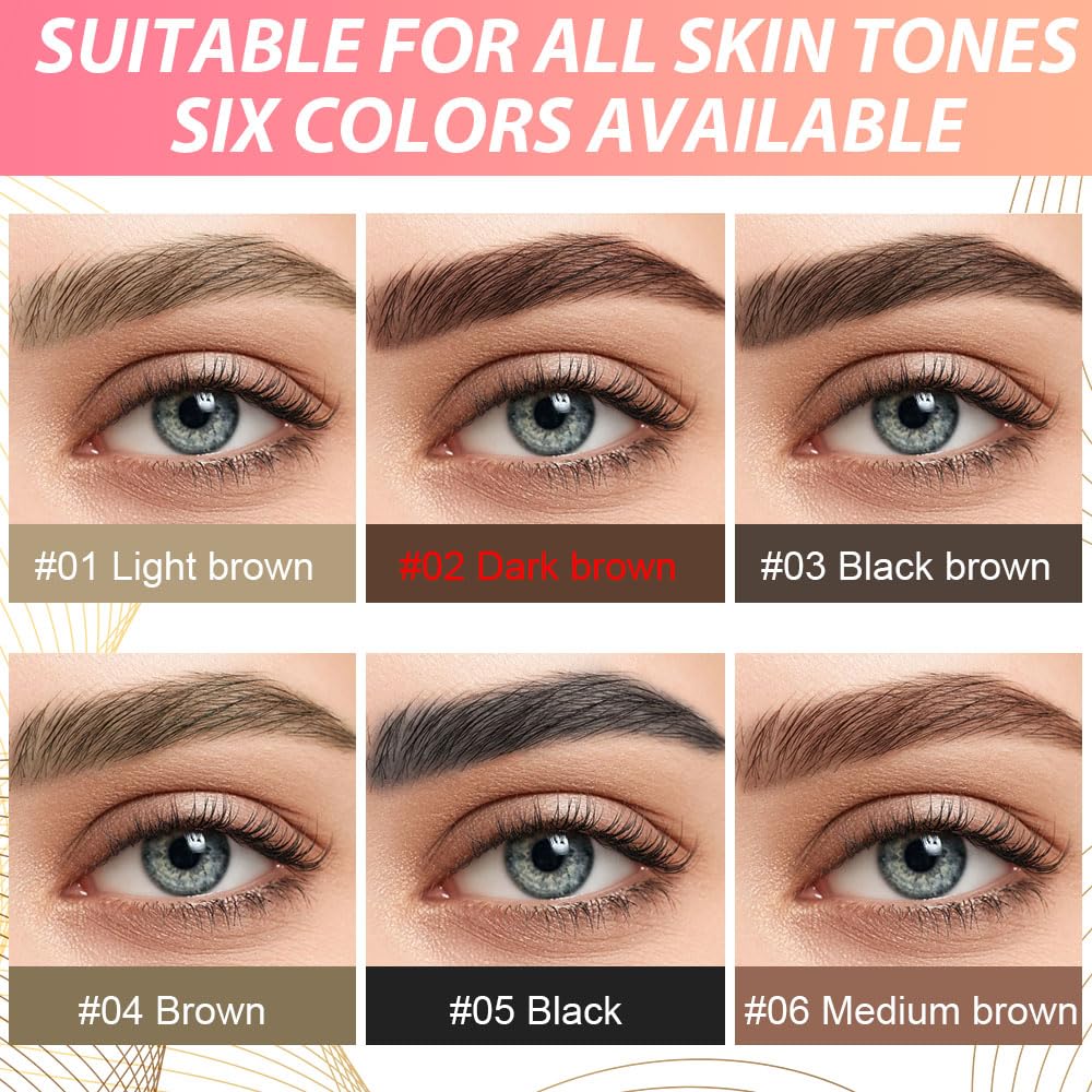 evpct 2Pcs Dark Brown Magic Microblading Dual-Ended Eyebrow Contouring Pen Brow Pencil, with 4 Brush Micro-Fork-Tips Applicator and Precise Brush-Tip, Hair Like Strokes, Dual-ended Eyebrow Brush