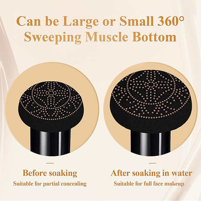 Mushroom Head Air Cushion CC Cream - Oil Control & Moisturizing Concealer Makeup Base, Brighten Long - Lasting Even Color Correcting Concealer Full Coverage for All Skin Types (Nude)
