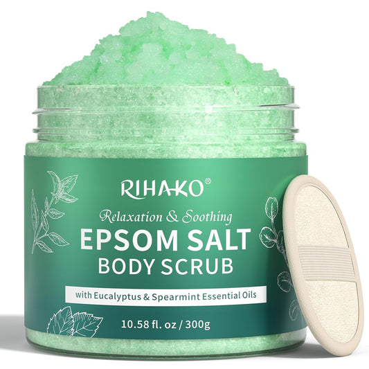 Eucalyptus Epsom Salt Body Scrub,Exfoliating detox body scrub,Relax & Relief with Eucalyptus & Spearmint Essential Oils, Deeply Nourishes for Smooth, Radiant Skin,Relaxation Spa Gifts